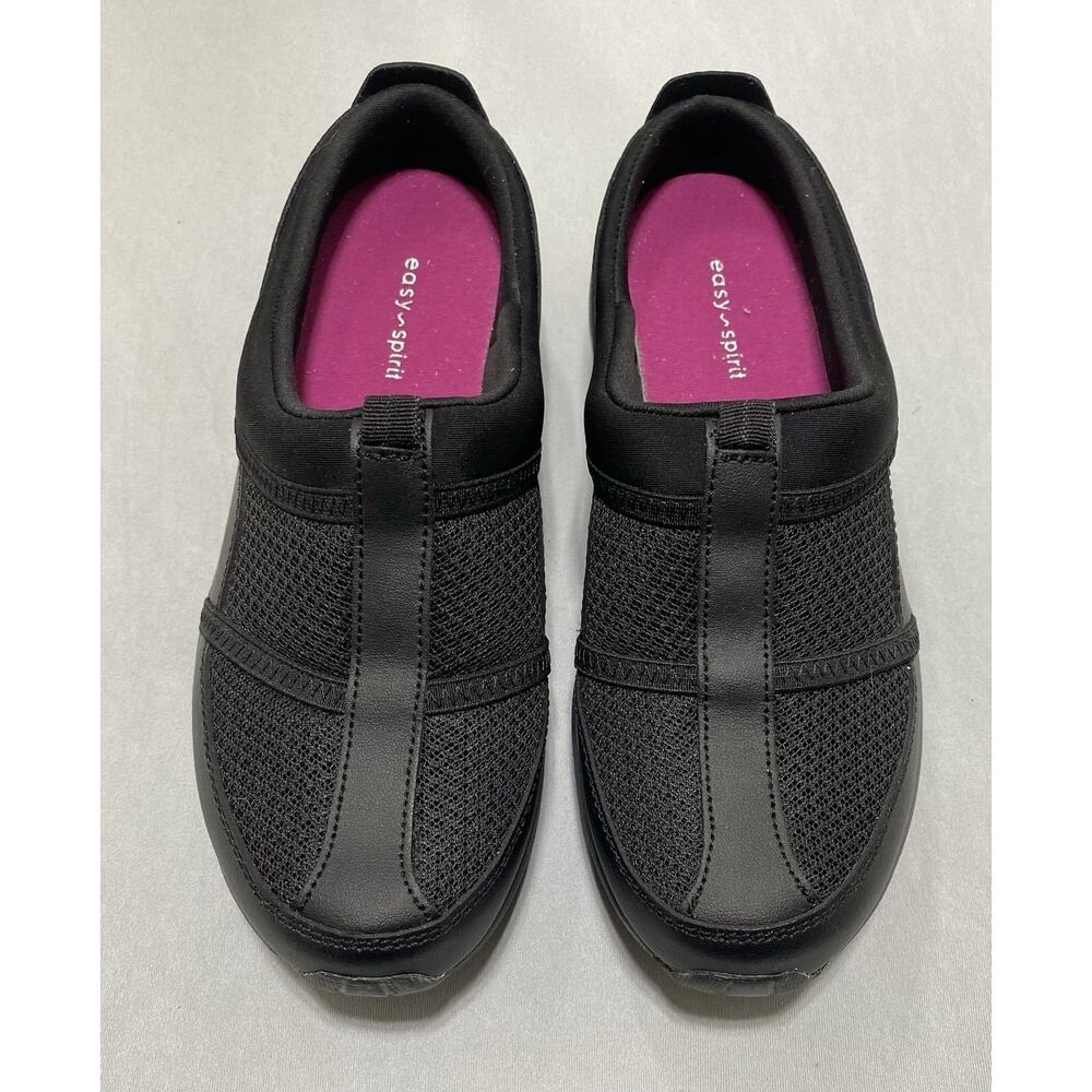 Easy Spirit Womens Black Argyle Mesh Walking Clogs Mules Comfort Shoes Size 8.5M